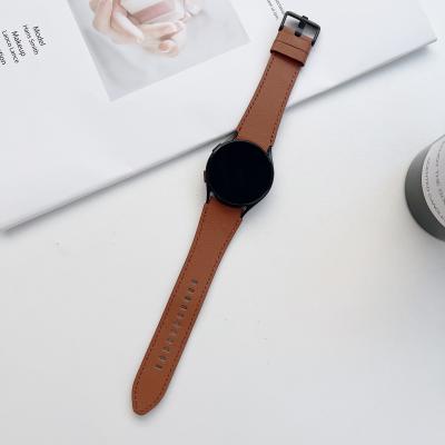 China Watch Leather Strap Leather Band For Samsung Watch 4 20mm 22mm Replacement Strap Leather Watch Band for sale