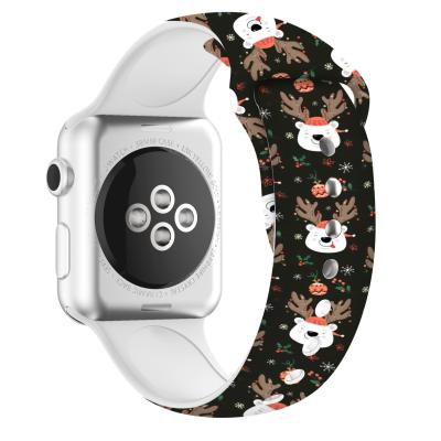 China Softly 2021 Christmas Gift Christmas Wristband Watch Band Silicone Watch Strap For Apple Watch 38/40mm 42/44mm for sale