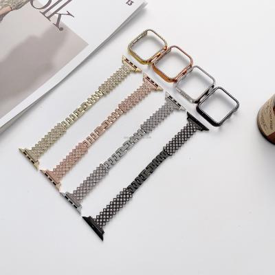 China Fashion Style Bling Diamond Stainless Smart Watch Band Metal Steel Wrist Strap Luxury for Apple iWatch 1234567 38/40/41/42/44/45mm for sale