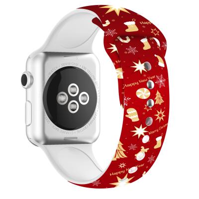 China Christmas Cute Soft Silicone Sports Cartoon Smart Watch Band For Apple Watch 44mm 40mm 38mm 42mm for sale