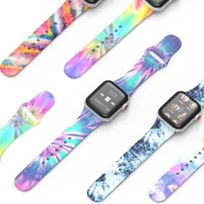 China Fashion Custom Print Buckle Band Silicon Strap Fashion Solo Watch Band For Apple Watch Band 38 40 42 44mm for sale