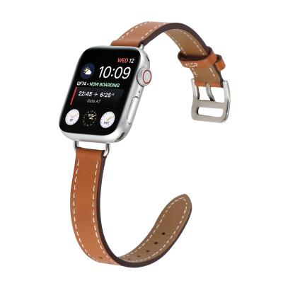 China Luxury Luxury Watch Band For Apple Watch SE/6/5/4/3/2/1 Slim Genuine Leather Bands Single Tour For iwatch Strap 38/40/42/44mm for sale