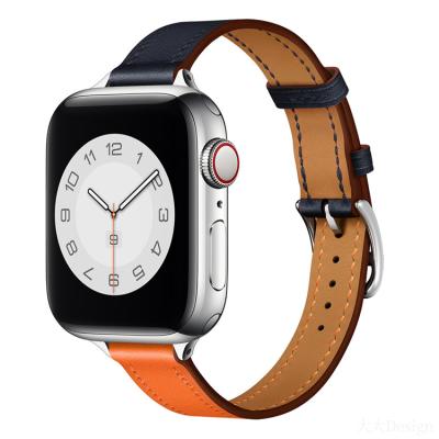 China Fashion AXY 2021 Newest Silm Genuine Leather Watch Band Strap For Apple Watch Series 6 5 4 3 2 1 for sale