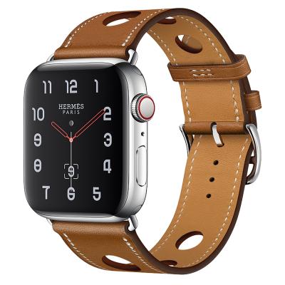 China Band With 3 Holes Leather Strap Strap For Apple Watch 6 5 4 Band 44mm 40mm 42mm 38mm For i Watch 3 2 1 Band for sale