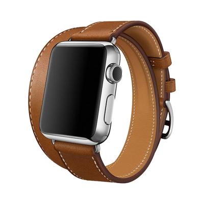 China Luxury Tour AXY Dual Tour Replacement Genuine Leather Watch Band Strap For Apple iwatch 654321 Series for sale