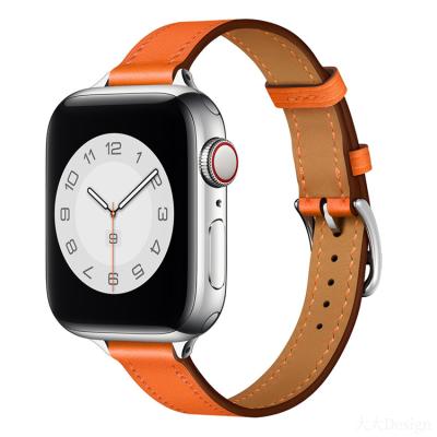 China Tour Slim Leather Single Wrist Strap Fashion Band Genuine Leather Strap For Apple Watch Band 6 5 4 3 2 1 38/40/42/44mm for sale