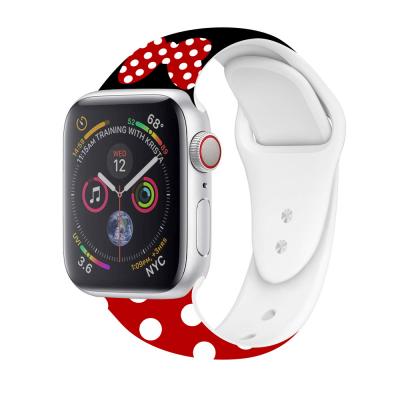 China Cartoon Lover Silicone Mickey Minnie Mouse Watchbands Strap For Apple Watch 38/40/42/44mm Cartoon For iWatch Series 1/2/3/4/5 for sale