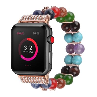 China Replacement Jewelry Beaded Women Bracelet Watch Band For Apple Watch 40mm 44mm for sale