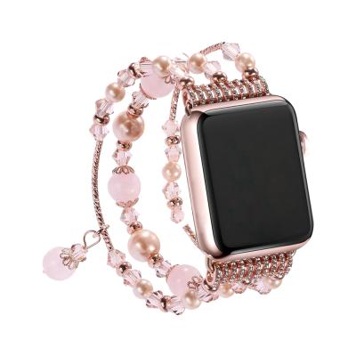 China Fashion DIY Beaded Women Jewelry Watch Band Strap Band Replacement For Apple Watch 38/42mm For iwatch series1 series2 for sale