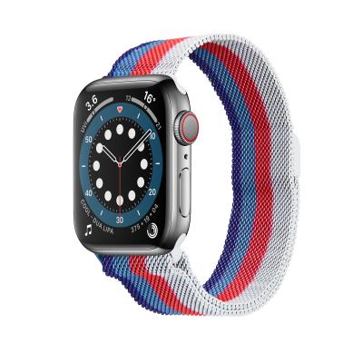 China Stainless Steel Quatre-Color Milanese Loop For Apple Watch Metal Replacement Stainless Steel Mesh Band For Apple Watch 42mm 44mm for sale