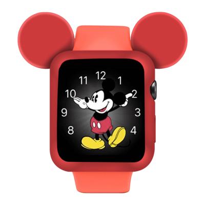 China Fanshion Mickey Watch Case Silicone Wear Cover Device Cartoon Strap Heavy Duty Watch Band For Apple iWatch 38/40/42/44mm for sale