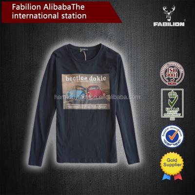 China Wholesale famous fabilion cotton famous brand china anti-pilling 100% sleeve o neck men's long T-shirt for sale