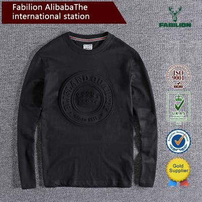 China Wholesale Anti Shrink Men Fashion Long Sleeve T-shirt Drop And Winter Style 3d O-Neck Embossed Print Causal Cotton for sale