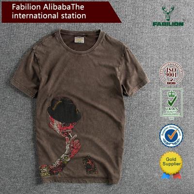 China Anti Shrinkage Men Fashion Short Sleeve T-shirt Distress Character Print Causal 2019 Summer Style Floral Wholesale for sale