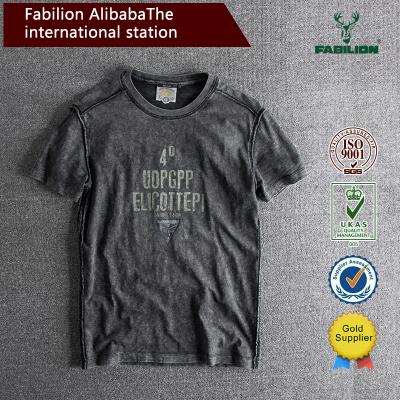 China 2019 New Style Men's T-shirt Cotton Distress Custom Letter Anti-Shrink Printing Causal O-Neck Slim Fit Good Quality for sale