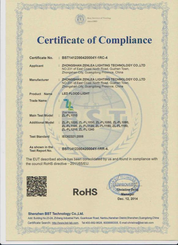 RoHS - Zhongshan ZENLEA Lighting Technology Co., Ltd.