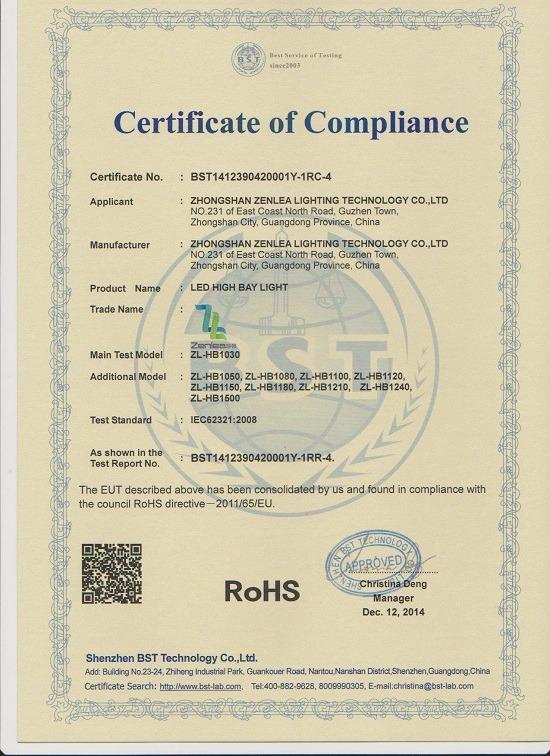 RoHS - Zhongshan ZENLEA Lighting Technology Co., Ltd.