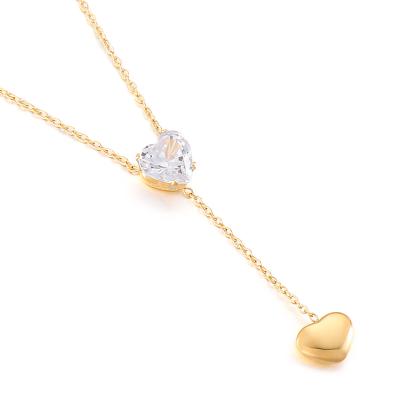 China High Quality Fashion 18K Heart Zircon Pendant Necklaces Stainless Steel Gold Plated Necklace Jewelry for sale