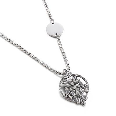 China FASHIONABLE Leaf Zircon Hollow Tree Kalen Necklaces Women Sweater Box Chain Stainless Steel Jewelry Pendant Necklace for sale