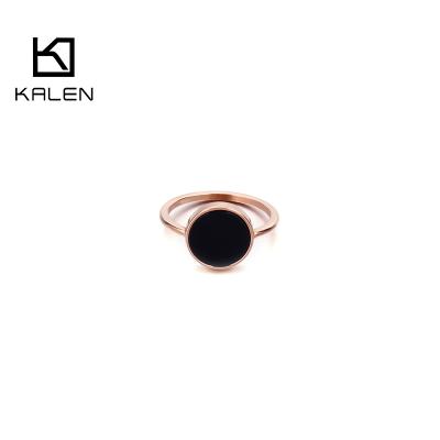 China TRENDY Hot Sale Trendy Fashion Rings Women Stainless Steel Eternity Black Enamel Ring for sale