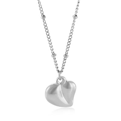 China TRENDY Fashion Simple Heart Shaped Pendant Necklaces Women Charms Stainless Steel Jewelry Necklace for sale