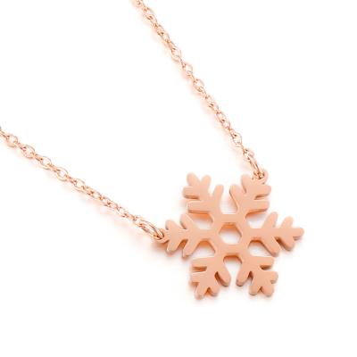 China TRENDY Snowflake Pendant Necklace Fashion Rose Gold Plated Women Stainless Steel Jewelry Necklaces for sale