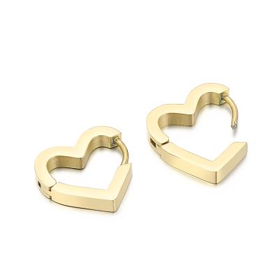 China Wholesale Trendy Fashion Heart 18k Earrings Women Stainless Steel Gold Plated Small Jewelry Earrings for sale