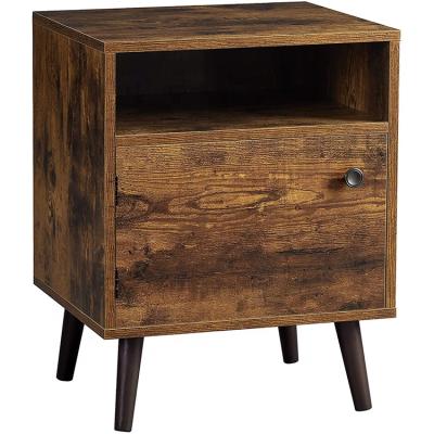 China Modern Industrial Nightstand Storage Sofa Side Table with Open Shelf and Cabinet End Table for Bedroom Retro Style for sale