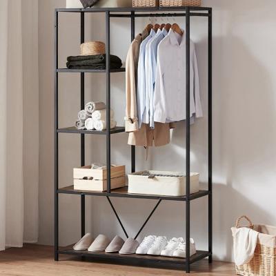 China Industrial Industrial Coat Rack With Shelves And Hanging Rod Heavy Duty Clothes Storage Open Wardrobe For Bedroom for sale