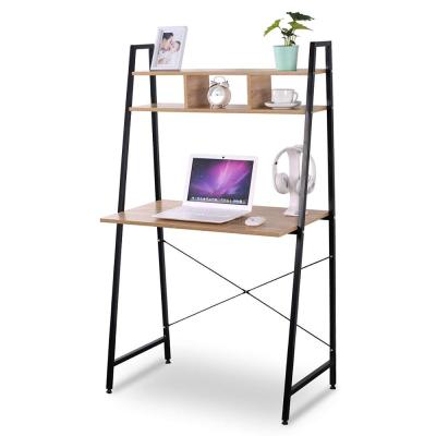 China LAPTOP DESK 3 Shelves Laptop Desk Bookcase With Study Table Wood Folding Laptop Table For Home&Office for sale