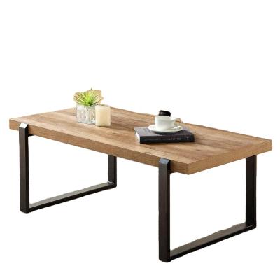 China Simple Rustic Industrial Side Table Oak Living Room Cocktail Table Wood Metal Coffee Table Home Office for sale