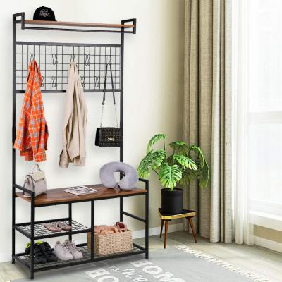 China (Other)Adjustable Shoe Rack Display Stand Show Cloth And Shoes Storage With Metal Large Size Wooden Frame for sale