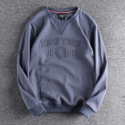 China Anti-wrinkle new design custom logo embossed pullover casual 100% cotton round collar sportswear for sale