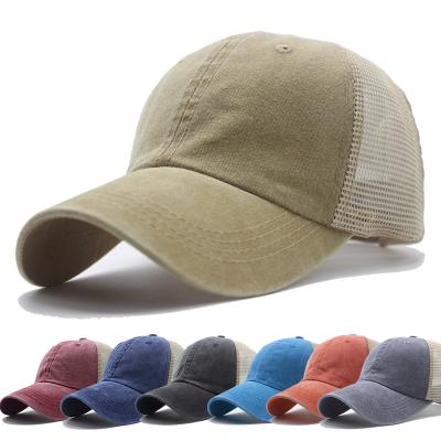 China Popular COMMON 2022 promotion men and women gorras washed mesh hat summer sports hats baseball nets distressed hat for sale