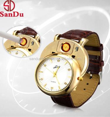 China 2021 Contemporary Hot Selling Dropshipping Fashion Men's Wrist Watch Electric USB Charging Non Gas Electric Lighters for sale