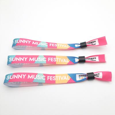 China Trustworthy Hot Sell Event Party Festival Avtivities Manufacturer Custom Satin Ribbon Fabric Wristband for sale