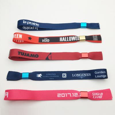 China Genuine Polyester Fabric Premium Quality Royal Metal Cuts Festival Event Customized Polyester Wristbands for sale