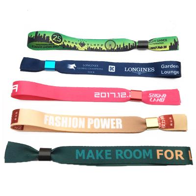 China Polyester Enclosed Lock Cuts Event Custom Polyester Elastic Wristbands for sale