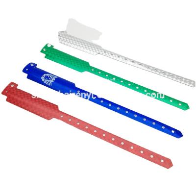 China China ONE TIME USE Wristband Customized Logo With Serial Number Laser Film Holographic Wristbands for sale