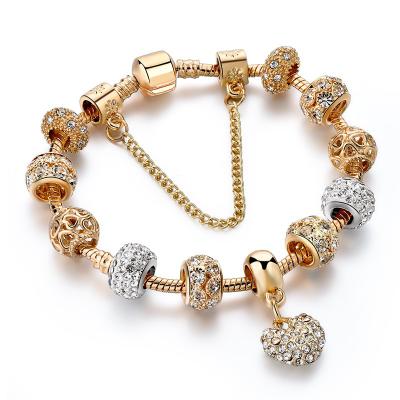 China Luxury BOHEMIA Crystal Heart Charm Gold Women Bracelets for sale