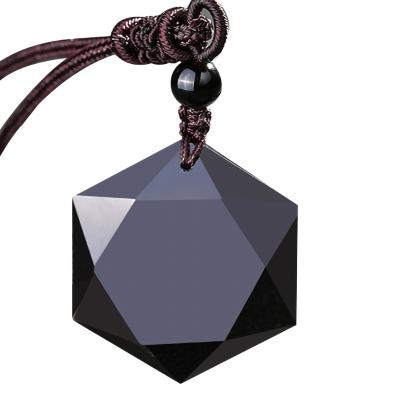 China Wholesale Natural Black Obsidian Stone Pendant Necklace CLASSIC for sale