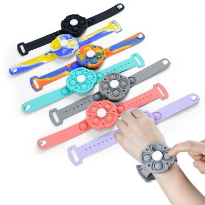 China Artificial Silicone Wristband For Autism Child Finger Hand Spinner Noises Wiggle Toy Anti Stress Relief Simple Push Bubbles Play for sale