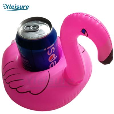 China Bestselling Plastic Portable Pink Flamingo Glass Stand Pool Floating Custom Inflatable Glass Stand Float Drinks Coaster for sale