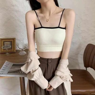 China 2022 cheap knitted women's anti-pilling inner based top with breast pad suspender vest for sale