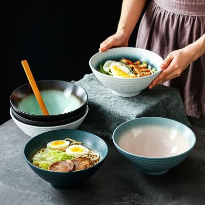 China China Best Handmade Microwavable Decorative Luxury Household Viable Luxury Noodle Shallow Ceramic Salad Bowl 8 Inches for sale