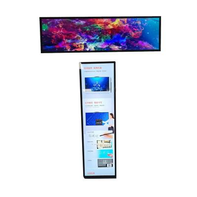 China Indoor Stretched Type Thin Strip Shelf Label Edge LCD Display Advertising Display Screen Bar Machine for sale