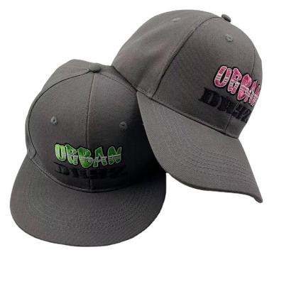 China breathable & OEM Wholesale Waterproof Custom Flat Brim Structured Embroidery Logo Hole Gray Trucker Snapback Hat for sale