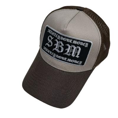 China breathable & High Quality Customized High End Waterproof Cotton Embroidery Logo Mesh Six-panel Trucker Hat for sale