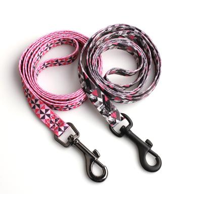 China Custom High Cost Effective High Quality Nylon Pet Strong Printed Reflective Leash With Metal Hook for sale