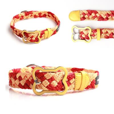 China Wholesale Custom Adjustable Heavy Duty Colorful Braided Dog Collar for sale